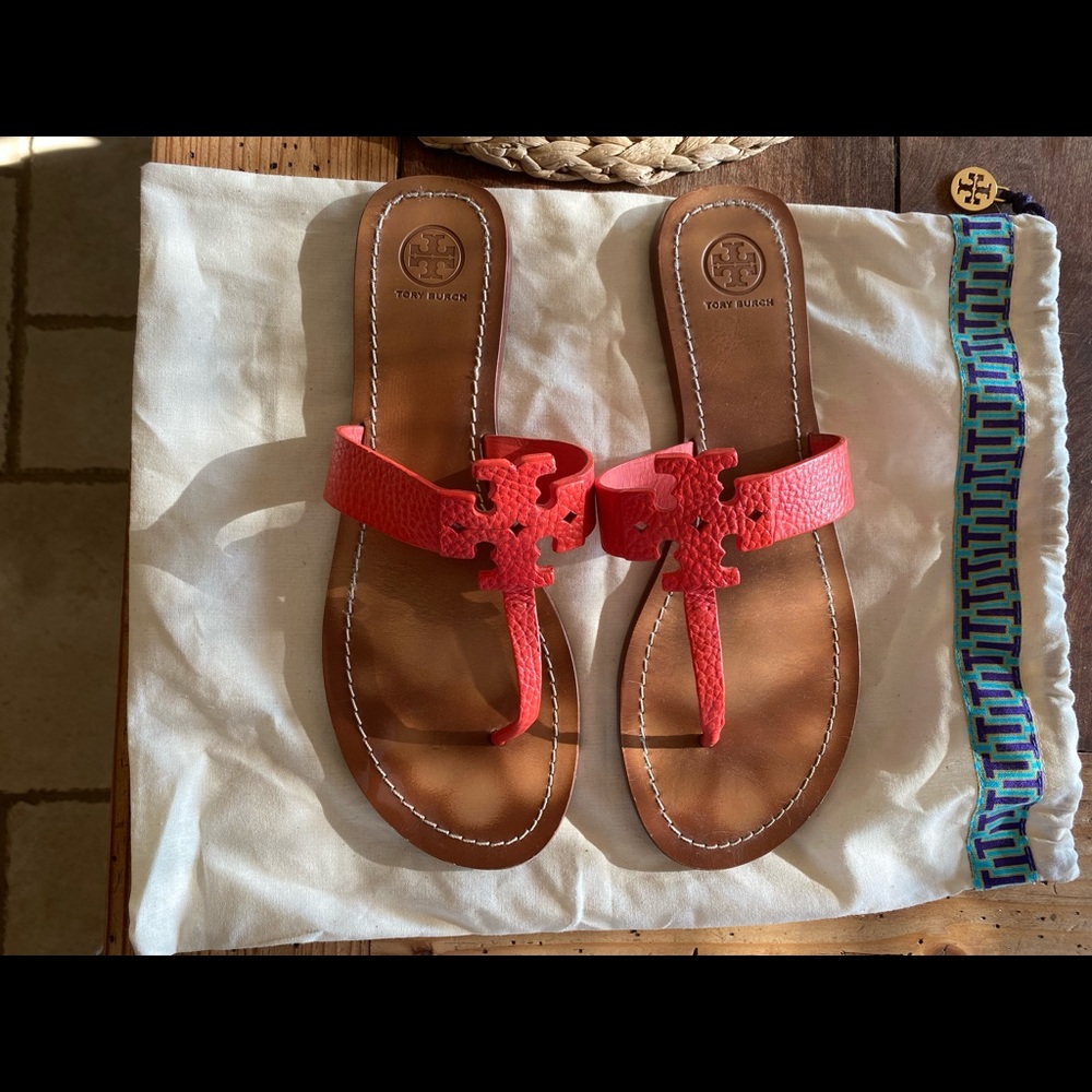 TORY BURCH SANDALS ORANGE LEATHER
